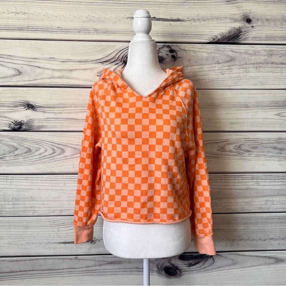 Gap Orange Checkered Cropped Hoodie